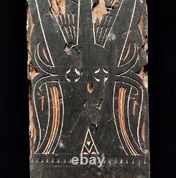 Tribal Torajan Carved Wood Panel Buffalo Vintage Primitive Tanah Toraja Carving