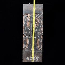 Tribal Torajan Carved Wood Panel Buffalo Vintage Primitive Tanah Toraja Carving