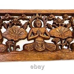 Triple Mudra Buddha Panel Hand Carved Suar Wood Bali Wall Sculpture Balinese Art