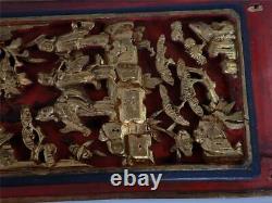 Two Antique Chinese Carved Wood Panel With Figures Pagoda Landscape