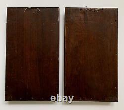 Two Antique Hand Carved Wood Panels Architectural Salvage Flowers Leaves 14.5