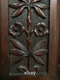 Two Antique Hand Carved Wood Panels Architectural Salvage Flowers Leaves 14.5