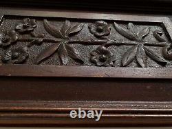 Two Antique Hand Carved Wood Panels Architectural Salvage Flowers Leaves 14.5