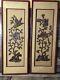 Vgt Asian Chinese Carved Relief Wood Panel Birds Of Paradise Flowers 35.5x12 In