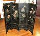 Vtg 1930s Asian Birds&flowers 4 Panel 36 Standing Screen Carved Lacquer Wood