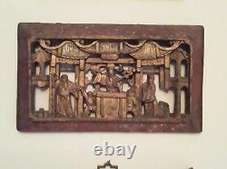 Very Fine Chinese Qing Lacquer Gilded Carved Wood Panel