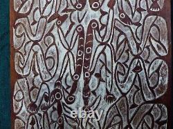 Very Nice quality wood carving panel with figures with birds heads Asmat people