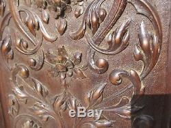 Victorian Carved Wooden Panel Plaque Antique Oriental Gilt Leaf Koi Fish Wood