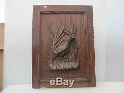 Victorian Carved Wooden Panel Plaque Door Antique French Old Wood Birds Nature