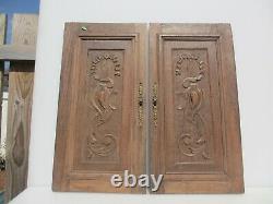 Victorian Carved Wooden Panel Plaque Door Antique Old Wood Drapes Ribbon Bow