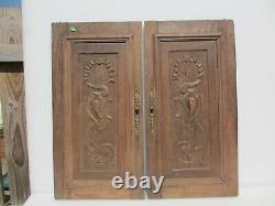 Victorian Carved Wooden Panel Plaque Door Antique Old Wood Drapes Ribbon Bow