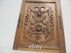 Victorian Carved Wooden Panel Plaque Door Antique Old Wood Rococo Nouveau Leaf