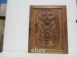 Victorian Carved Wooden Panel Plaque Door Antique Old Wood Rococo Nouveau Leaf