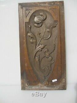 Victorian Carved Wooden Panel Plaque Old Antique Wood Rococo Leaf Urn Nouveau