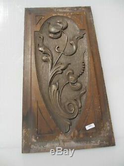 Victorian Carved Wooden Panel Plaque Old Antique Wood Rococo Leaf Urn Nouveau