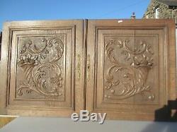 Victorian Carved Wooden Panels Plaque Doors Antique French Old Wood Rococo Urn