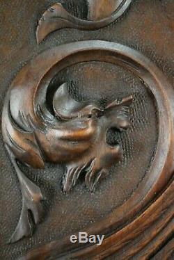 Victorian French Hand Carved Wood Griffin Wall Panel Chimera