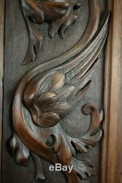 Victorian French Hand Carved Wood Griffin Wall Panel Chimera