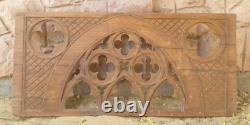 Victorian Gothic Teak Wood Bed Side Panel / Wall Panel Hand Carved Wooden