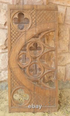 Victorian Gothic Teak Wood Bed Side Panel / Wall Panel Hand Carved Wooden