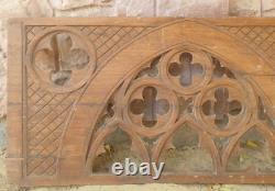 Victorian Gothic Teak Wood Bed Side Panel / Wall Panel Hand Carved Wooden