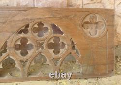 Victorian Gothic Teak Wood Bed Side Panel / Wall Panel Hand Carved Wooden