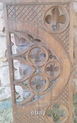 Victorian Gothic Teak Wood Bed Side Panel / Wall Panel Hand Carved Wooden