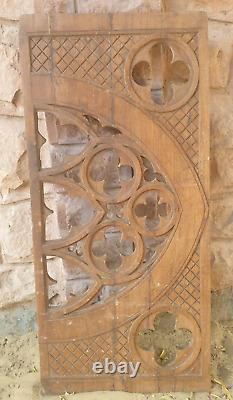 Victorian Gothic Teak Wood Bed Side Panel / Wall Panel Hand Carved Wooden