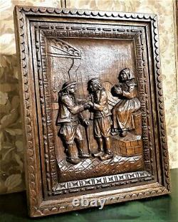 Victorian britany scene carving panel Antique french architectural salvage 23