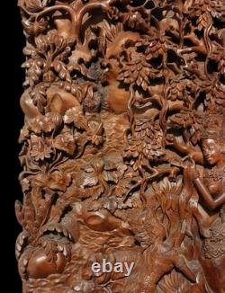 Vintage 1950 Exceptional Finest Mythical Balinese Carved Wooden Panel Plaque