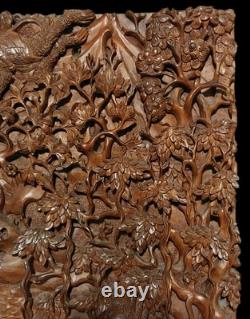 Vintage 1950 Exceptional Finest Mythical Balinese Carved Wooden Panel Plaque