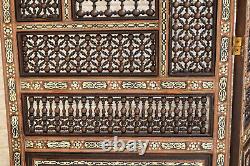 Vintage 2 Sided Carved Wood Latticework Mashrabiya Screen, Room Divider, 3 Panels