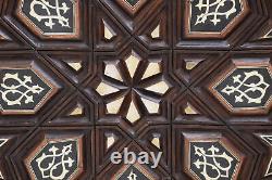 Vintage 2 Sided Carved Wood Latticework Mashrabiya Screen, Room Divider, 3 Panels