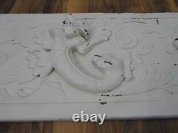 Vintage 25 1/2 Wood Carved Panel Winged Griffin Gothic Salvage Painted