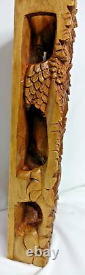 Vintage 3D Balinese Carved Wood Sculpture Wall Panel Rama & Sita-Ramayana Saga