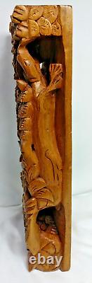 Vintage 3D Balinese Carved Wood Sculpture Wall Panel Rama & Sita-Ramayana Saga