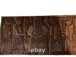 Vintage African Art Carved Wood Panel Sculpture