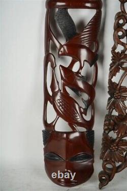 Vintage African Carved Wood Panel