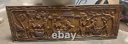 Vintage African Storyboard Carved Wood Panel Tribal Folk Art Large 42 Long