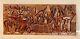 Vintage African Tribal Wood Carved Story Board Relief Panel