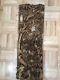 Vintage Antique Chinese Deep Relief Carved Wood Panel Gold Gilt Birds Flowers