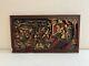 Vintage Antique Chinese Framed Carved Wood Panel With Gilded & Painted Figures