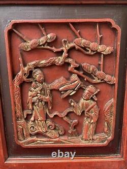 Vintage Antique Chinese Wood Panel Carving Asian Art 21 tall