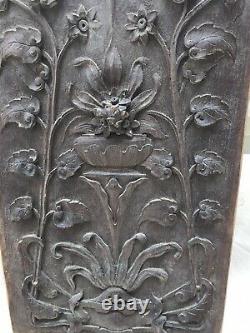 Vintage Arts & Crafts Carved Wood Panel Wall Plaque Old Door Decorative Antique