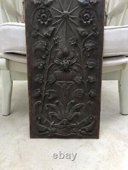 Vintage Arts & Crafts Carved Wood Panel Wall Plaque Old Door Decorative Antique