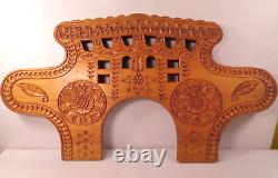 Vintage Asian Hand Carved Solid Wood Panel Arches Wall Art 23.5 x 12.5 x 1+