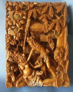 Vintage Balinese Carved Wood Panel Ancien Panneau Bois Bali Indonesie