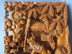 Vintage Balinese Carved Wood Panel Ancien Panneau Bois Bali Indonesie