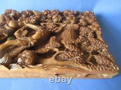 Vintage Balinese Carved Wood Panel Ancien Panneau Bois Bali Indonesie