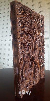 Vintage Balinese Wedding Ceremony Relief Panel Bali Hand carved wood Bali Art